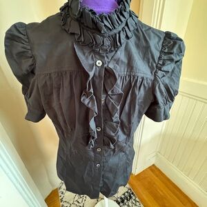 DVF Elegant Black Ruffled Women's Top